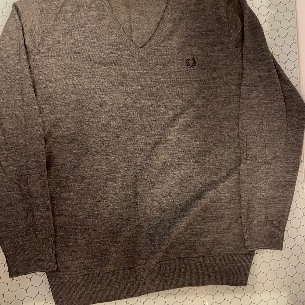Fred Perry Charcoal V-Neck Sweater